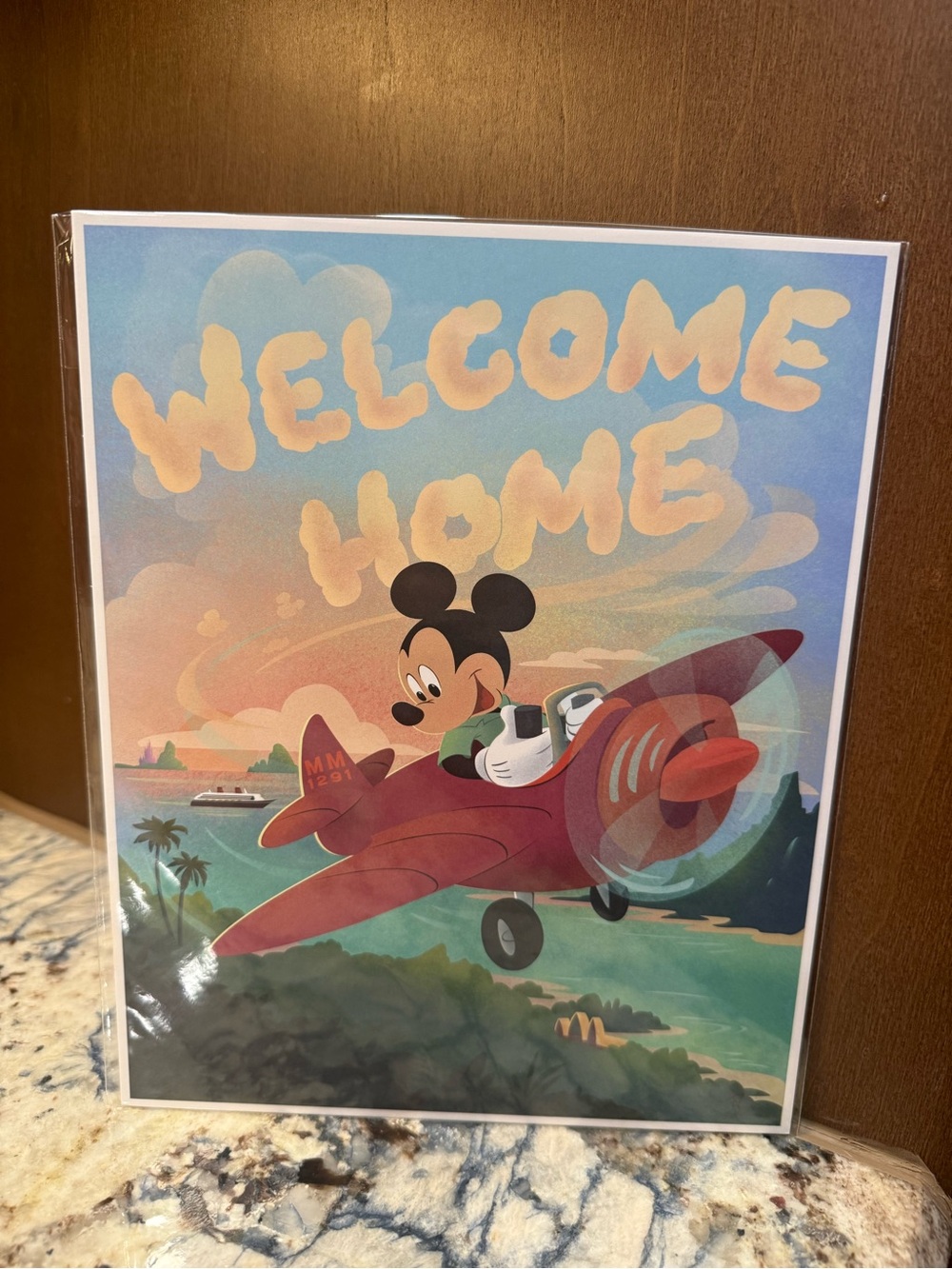 Disney Vacation Club DVC Welcome Home Print Bret Iwan Mickey Voice Plane Aulani
